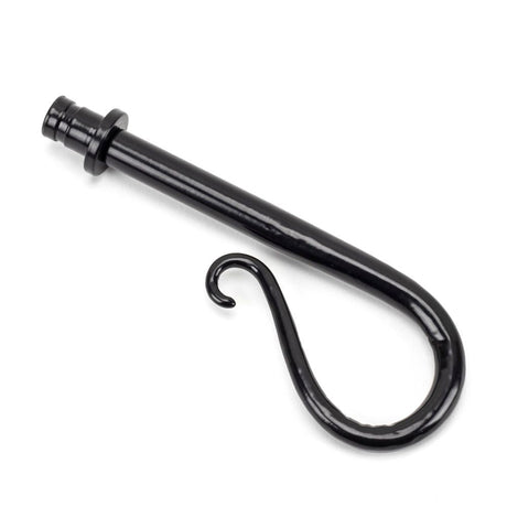 This is an image showing From The Anvil - Black Shepherd's Crook Curtain Finial (pair) available from T.H Wiggans Architectural Ironmongery in Kendal, quick delivery and discounted prices