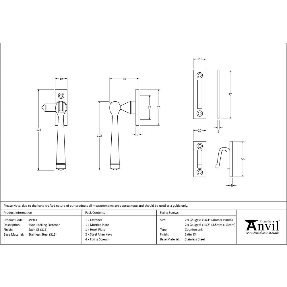 This is an image showing From The Anvil - Satin Marine SS (316) Locking Avon Fastener available from T.H Wiggans Architectural Ironmongery in Kendal, quick delivery and discounted prices