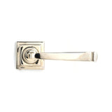 This is an image showing From The Anvil - Polished Nickel Avon Round Lever on Rose Set (Square) - Unsprun available from trade door handles, quick delivery and discounted prices