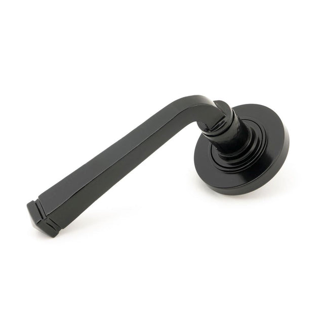 This is an image of From The Anvil - Black Avon Round Lever on Rose Set (Plain) - Unsprung available to order from T.H Wiggans Architectural Ironmongery in Kendal, quick delivery and discounted prices.