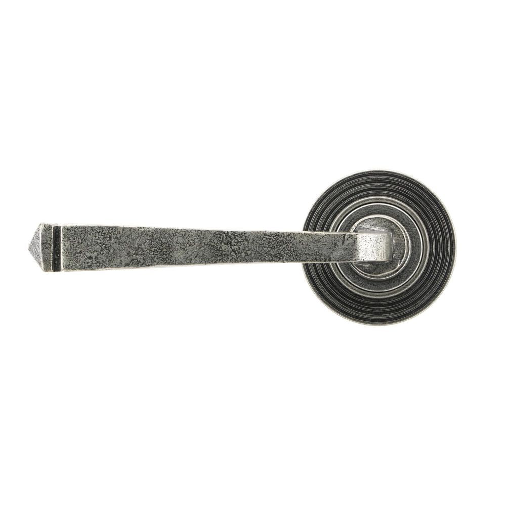 This is an image showing From The Anvil - Pewter Avon Round Lever on Rose Set (Beehive) - Unsprung available from trade door handles, quick delivery and discounted prices