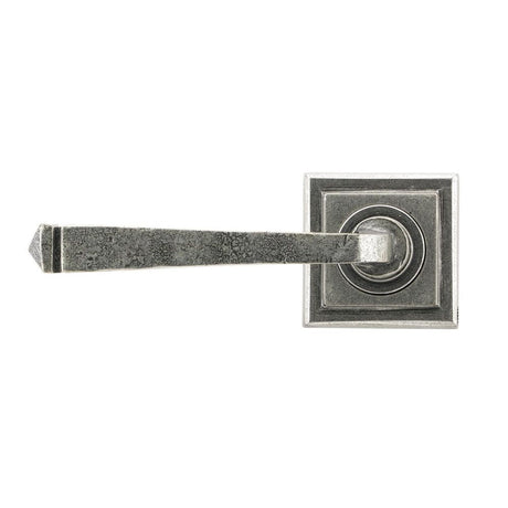 This is an image showing From The Anvil - Pewter Avon Round Lever on Rose Set (Square) - Unsprung available from trade door handles, quick delivery and discounted prices