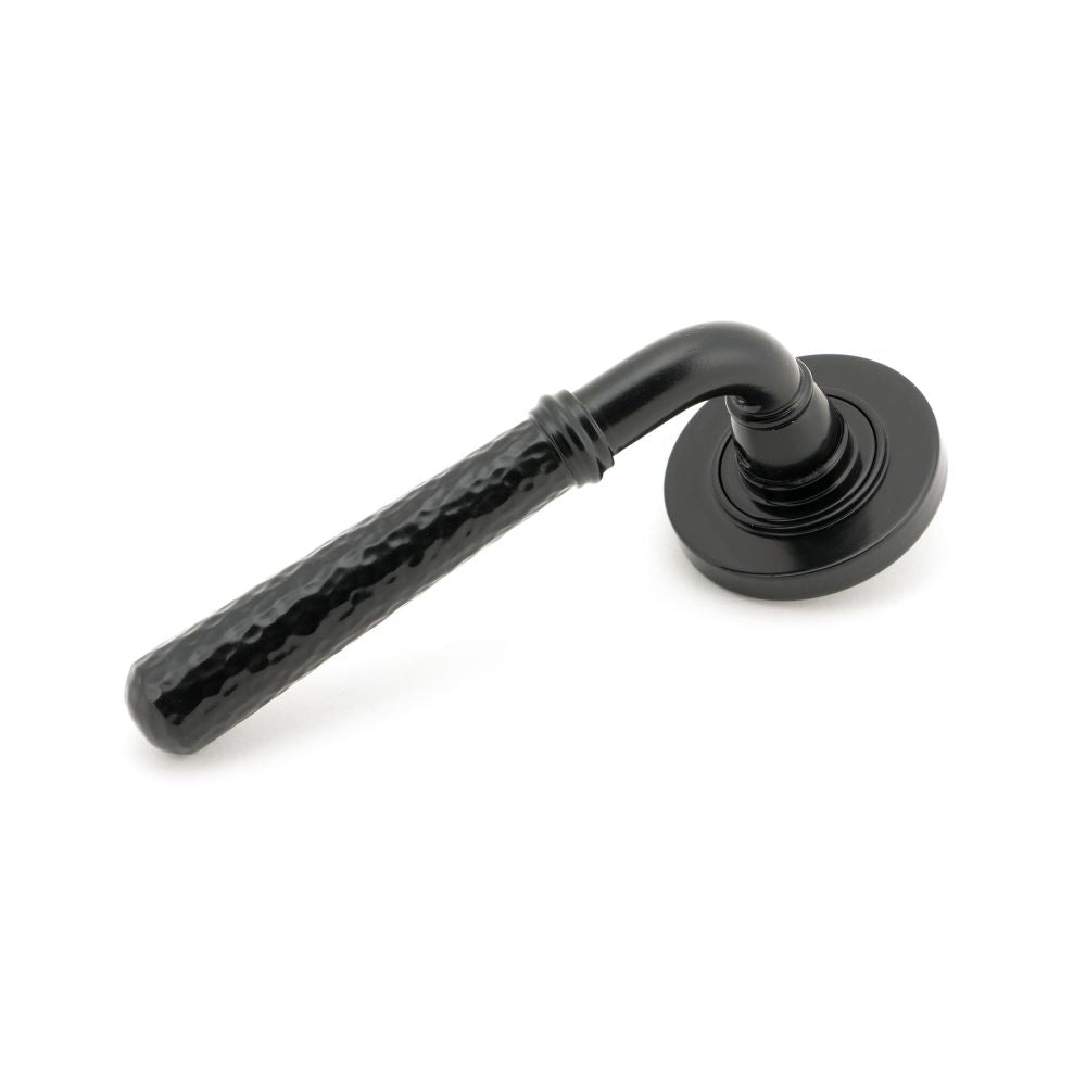 This is an image of From The Anvil - Black Hammered Newbury Lever on Rose Set (Plain) - Unsprung available to order from T.H Wiggans Architectural Ironmongery in Kendal, quick delivery and discounted prices.