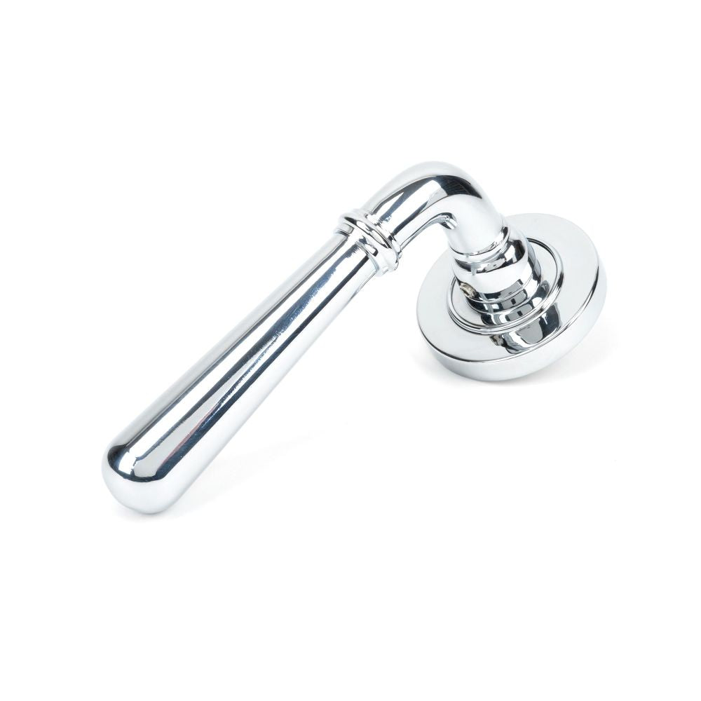 This is an image of From The Anvil - Polished Chrome Newbury Lever on Rose Set (Plain) - Unsprung available to order from T.H Wiggans Architectural Ironmongery in Kendal, quick delivery and discounted prices.