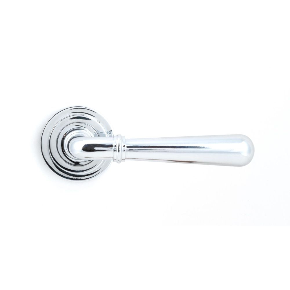 This is an image showing From The Anvil - Polished Chrome Newbury Lever on Rose Set (Art Deco) - Unsprung available from trade door handles, quick delivery and discounted prices