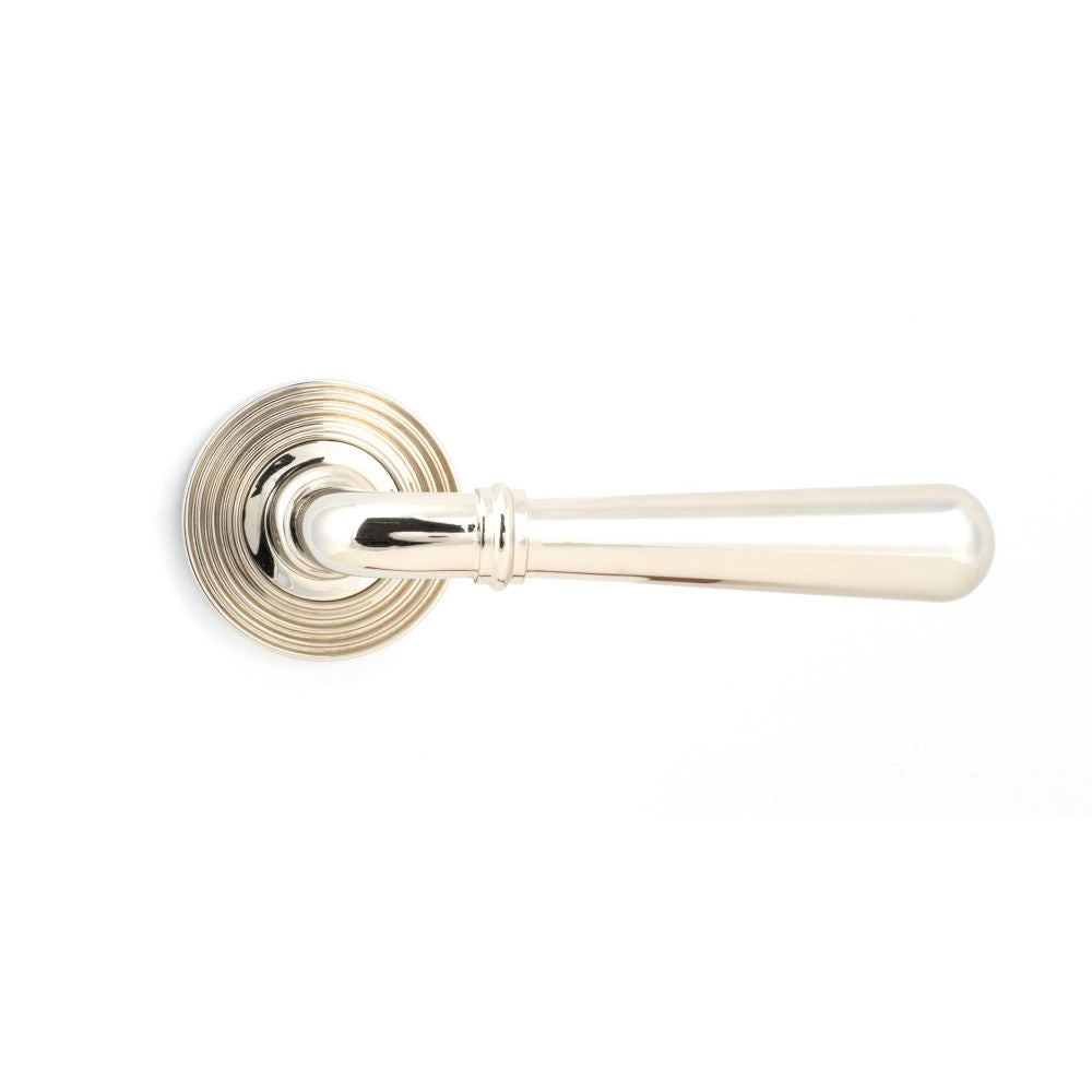 This is an image showing From The Anvil - Polished Nickel Newbury Lever on Rose Set (Beehive) - Unsprung available from trade door handles, quick delivery and discounted prices