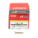 This is an image showing TIMCO C2 Clamp-Fix - TX - Double Countersunk with Ribs - Twin-Cut - Yellow - 5.0 x 30 - 200 Pieces Box available from T.H Wiggans Ironmongery in Kendal, quick delivery at discounted prices.