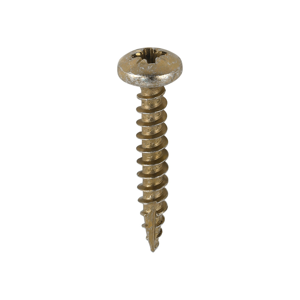 This is an image showing TIMCO Classic Multi-Purpose Screws - PZ - Pan Head - Yellow - 5.0 x 30 - 200 Pieces Box available from T.H Wiggans Ironmongery in Kendal, quick delivery at discounted prices.