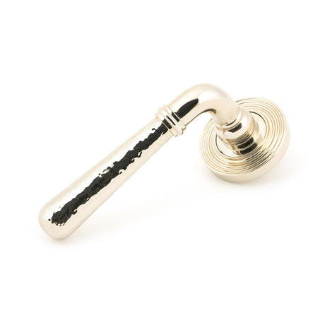 This is an image of From The Anvil - Polished Nickel Hammered Newbury Lever on Rose Set (Beehive) - Unsp available to order from T.H Wiggans Architectural Ironmongery in Kendal, quick delivery and discounted prices.