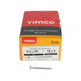 This is an image showing TIMCO Solo Chipboard & Woodscrews - SQ - Double Countersunk - Zinc - 5.0 x 50 - 200 Pieces Box available from T.H Wiggans Ironmongery in Kendal, quick delivery at discounted prices.