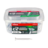 This is an image showing TIMCO C2 Exterior Strong-Fix - PZ - Double Countersunk with Ribs - Twin-Cut - Silver - 5.0 x 60 - 150 Pieces Tub available from T.H Wiggans Ironmongery in Kendal, quick delivery at discounted prices.