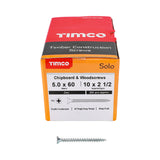 This is an image showing TIMCO Solo Chipboard & Woodscrews - PZ - Double Countersunk - Zinc - 5.0 x 60 - 200 Pieces Box available from T.H Wiggans Ironmongery in Kendal, quick delivery at discounted prices.