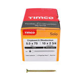 This is an image showing TIMCO Solo Chipboard & Woodscrews - PZ - Double Countersunk - Yellow - 5.0 x 70 - 200 Pieces Box available from T.H Wiggans Ironmongery in Kendal, quick delivery at discounted prices.