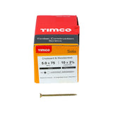 This is an image showing TIMCO Solo Chipboard & Woodscrews - PZ - Double Countersunk - Yellow - 5.0 x 75 - 200 Pieces Box available from T.H Wiggans Ironmongery in Kendal, quick delivery at discounted prices.