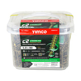 This is an image showing TIMCO C2 Strong-Fix - PZ - Double Countersunk - Twin-Cut - Yellow - 5.0 x 80 - 1000 Pieces Tub available from T.H Wiggans Ironmongery in Kendal, quick delivery at discounted prices.