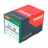 This is an image showing TIMCO Classic Multi-Purpose Screws - PZ - Double Countersunk - A4 Stainless Steel
 - 5.0 x 80 - 200 Pieces Box available from T.H Wiggans Ironmongery in Kendal, quick delivery at discounted prices.