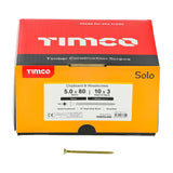 This is an image showing TIMCO Solo Chipboard & Woodscrews - Industry Pack - PZ - Double Countersunk - Yellow - 5.0 x 80 - 1000 Pieces Box available from T.H Wiggans Ironmongery in Kendal, quick delivery at discounted prices.