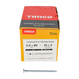 This is an image showing TIMCO Solo Chipboard & Woodscrews - PZ - Double Countersunk - Zinc - 5.0 x 80 - 200 Pieces Box available from T.H Wiggans Ironmongery in Kendal, quick delivery at discounted prices.
