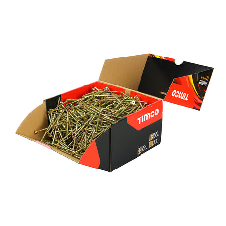 This is an image showing TIMCO Velocity Premium Multi-Use Screws - PZ - Double Countersunk - Yellow - 5.0 x 80 - 1000 Pieces Box available from T.H Wiggans Ironmongery in Kendal, quick delivery at discounted prices.
