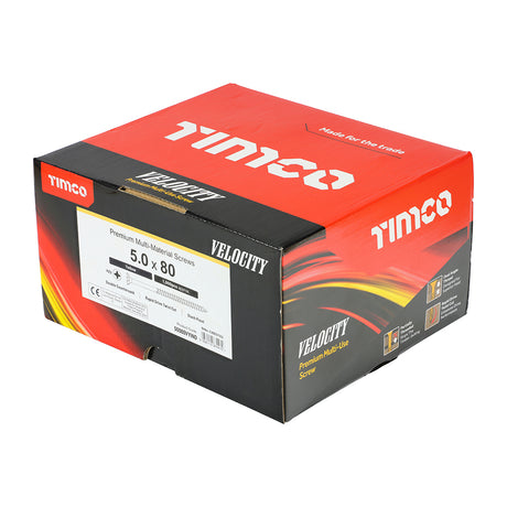 This is an image showing TIMCO Velocity Premium Multi-Use Screws - PZ - Double Countersunk - Yellow - 5.0 x 80 - 1000 Pieces Box available from T.H Wiggans Ironmongery in Kendal, quick delivery at discounted prices.