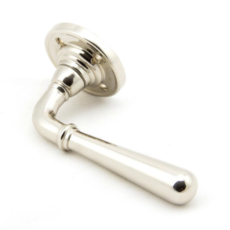 This is an image showing From The Anvil - Polished Nickel Newbury Lever on Rose Set - Unsprung available from trade door handles, quick delivery and discounted prices