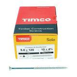 This is an image showing TIMCO Solo Chipboard & Woodscrews - PZ - Double Countersunk - Zinc - 5.0 x 120 - 100 Pieces Box available from T.H Wiggans Ironmongery in Kendal, quick delivery at discounted prices.