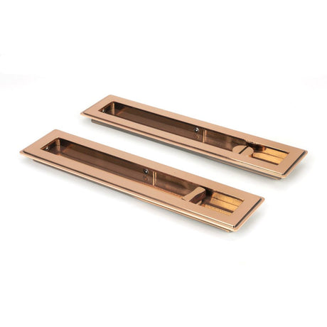 This is an image of From The Anvil - Polished Bronze 250mm Art Deco Rectangular Pull -Privacy Set available to order from T.H Wiggans Architectural Ironmongery in Kendal, quick delivery and discounted prices.