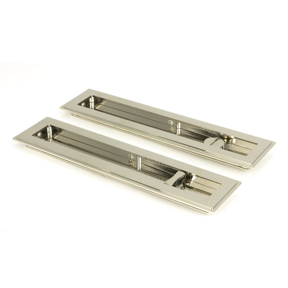 This is an image of From The Anvil - Polished Nickel 250mm Art Deco Rectangular Pull -Privacy Set available to order from T.H Wiggans Architectural Ironmongery in Kendal, quick delivery and discounted prices.