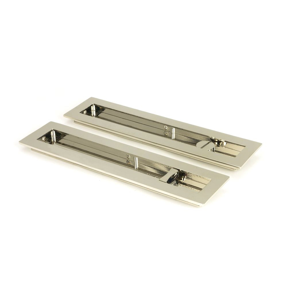 This is an image of From The Anvil - Polished Nickel 250mm Plain Rectangular Pull - Privacy Set available to order from T.H Wiggans Architectural Ironmongery in Kendal, quick delivery and discounted prices.