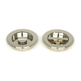 This is an image of From The Anvil - Polished Nickel 75mm Art Deco Round Pull - Privacy Set available to order from T.H Wiggans Architectural Ironmongery in Kendal, quick delivery and discounted prices.