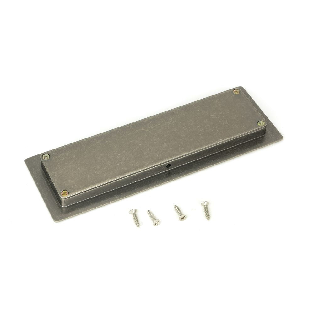 This is an image showing From The Anvil - Pewter 175mm Art Deco Rectangular Pull available from trade door handles, quick delivery and discounted prices