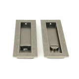 This is an image showing From The Anvil - Pewter 175mm Plain Rectangular Pull - Privacy Set available from trade door handles, quick delivery and discounted prices