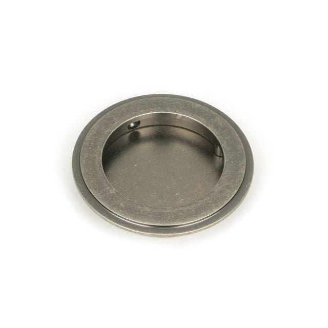 This is an image of From The Anvil - Pewter 75mm Art Deco Round Pull available to order from T.H Wiggans Architectural Ironmongery in Kendal, quick delivery and discounted prices.
