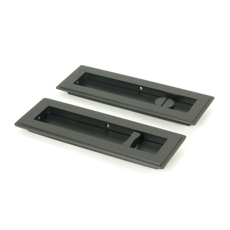 This is an image of From The Anvil - Matt Black 175mm Art Deco Rectangular Pull - Privacy Set available to order from T.H Wiggans Architectural Ironmongery in Kendal, quick delivery and discounted prices.