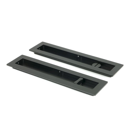 This is an image of From The Anvil - Matt Black 250mm Plain Rectangular Pull - Privacy Set available to order from T.H Wiggans Architectural Ironmongery in Kendal, quick delivery and discounted prices.