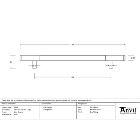 This is an image showing From The Anvil - Satin Chrome Kelso Pull Handle - Large available from trade door handles, quick delivery and discounted prices