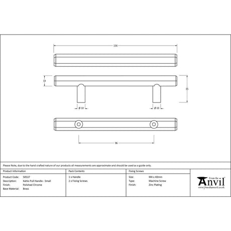 This is an image showing From The Anvil - Polished Chrome Kahlo Pull Handle - Small available from trade door handles, quick delivery and discounted prices