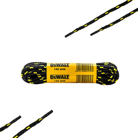 This is an image of DeWalt - Blister Pack Laces Black Yellow DWF90006 Lace Bkyel available to order from T.H Wiggans Architectural Ironmongery in Kendal, quick delivery and discounted prices.