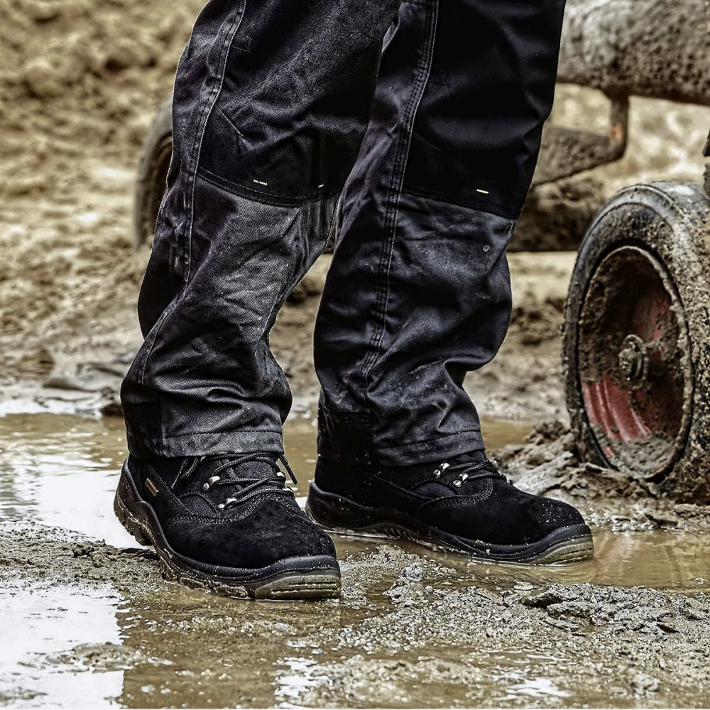 This is an image of DeWalt - Black Waterproof Safety Hiker Challenger Black 12 available to order from T.H Wiggans Architectural Ironmongery in Kendal, quick delivery and discounted prices.