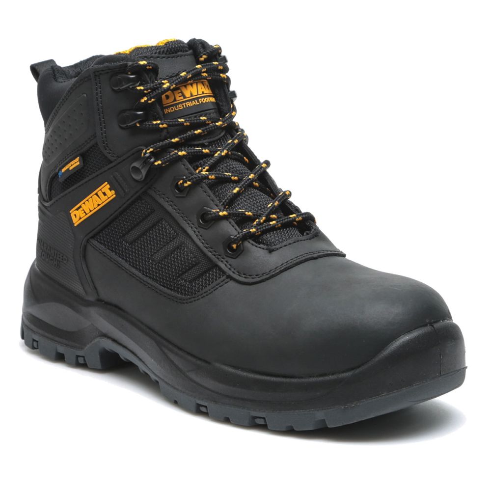 This is an image of DeWalt - Black Waterproof Safety Boot Douglas 10 available to order from T.H Wiggans Architectural Ironmongery in Kendal, quick delivery and discounted prices.