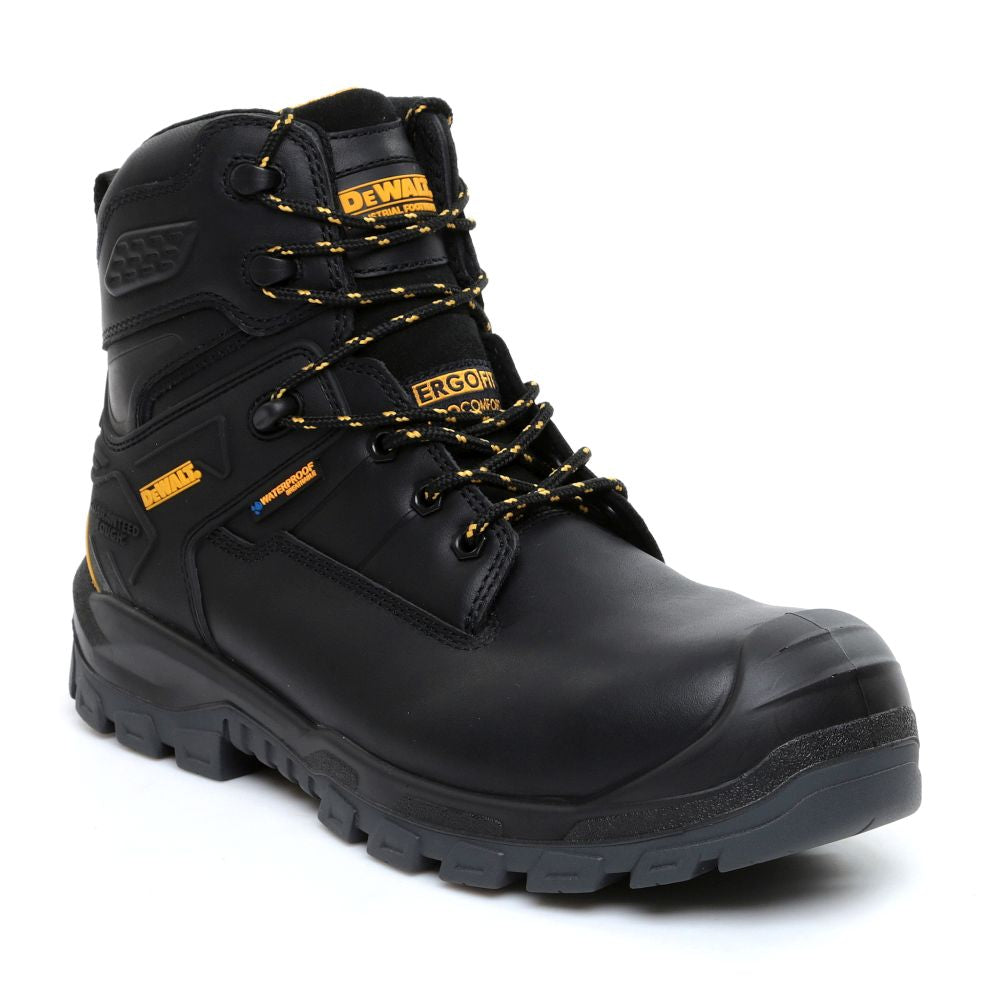 This is an image of DeWalt - Black Non-Metallic Waterproof Safety Boot Springfield 10 available to order from T.H Wiggans Architectural Ironmongery in Kendal, quick delivery and discounted prices.