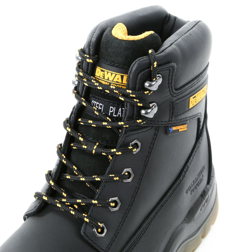 This is an image of DeWalt - Black 6'' Waterproof Safety Boot Titanium Black 12 available to order from T.H Wiggans Architectural Ironmongery in Kendal, quick delivery and discounted prices.