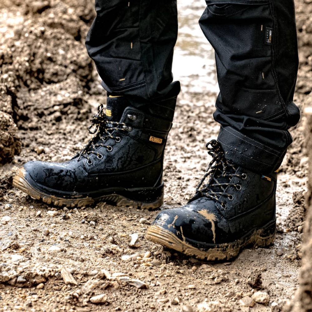 This is an image of DeWalt - Black 6'' Waterproof Safety Boot Titanium Black 11 available to order from T.H Wiggans Architectural Ironmongery in Kendal, quick delivery and discounted prices.