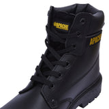 This is an image of Apache - Black 6 Eye Safety Boot AP300 9 available to order from T.H Wiggans Architectural Ironmongery in Kendal, quick delivery and discounted prices.