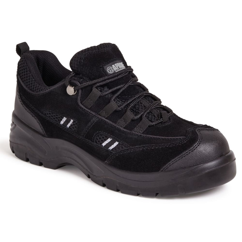 This is an image of Apache - Black Suede Safety Trainer AP302SM 6 available to order from T.H Wiggans Architectural Ironmongery in Kendal, quick delivery and discounted prices.