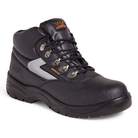 This is an image of Work Site - Black Mid-Cut Safety Boot SS601SM 13 available to order from T.H Wiggans Architectural Ironmongery in Kendal, quick delivery and discounted prices.
