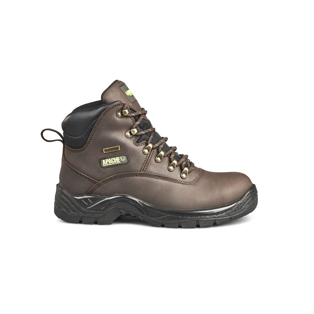 This is an image of Apache - Brown Waterproof Safety Hiker SS813SM 12 available to order from T.H Wiggans Architectural Ironmongery in Kendal, quick delivery and discounted prices.