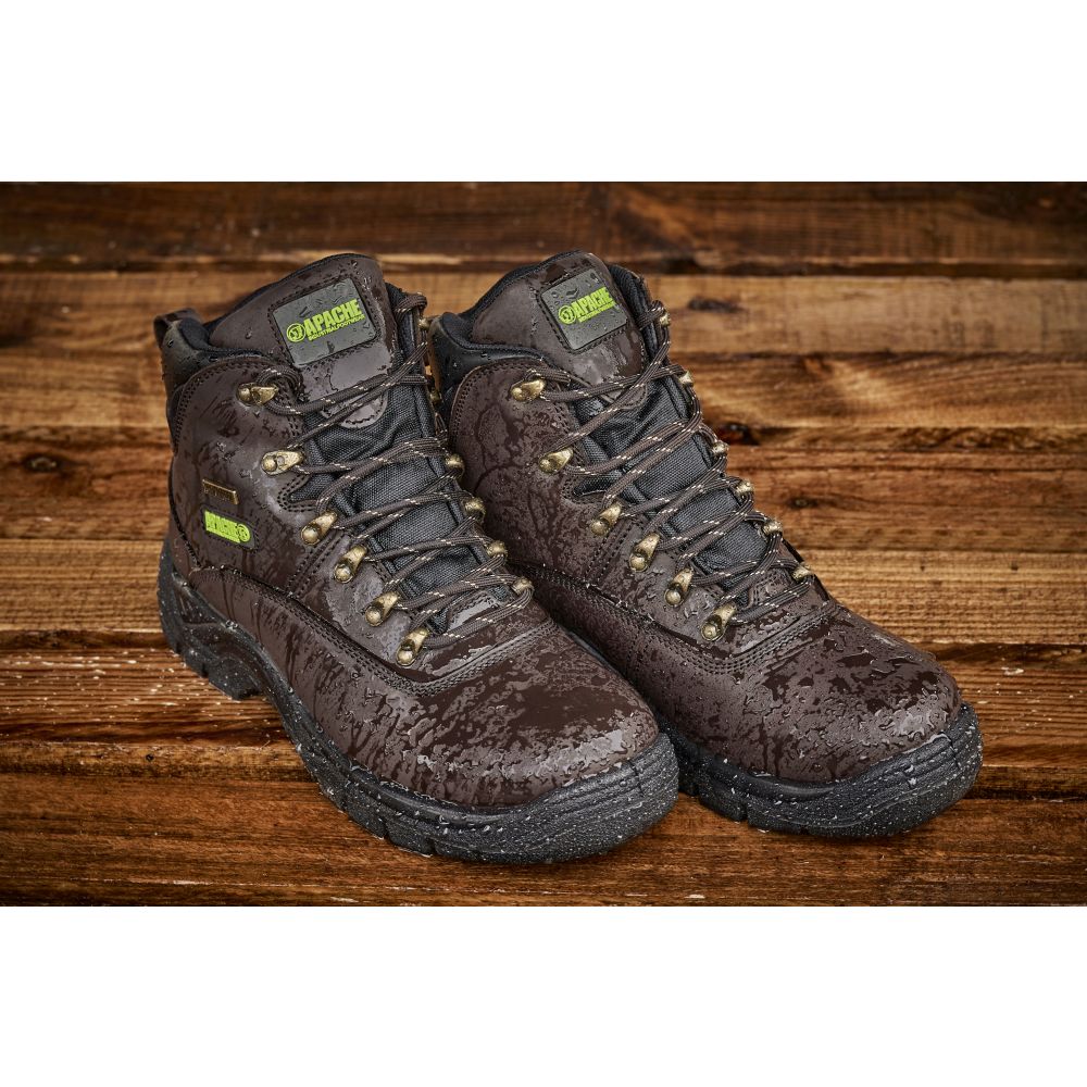 This is an image of Apache - Brown Waterproof Safety Hiker SS813SM 12 available to order from T.H Wiggans Architectural Ironmongery in Kendal, quick delivery and discounted prices.