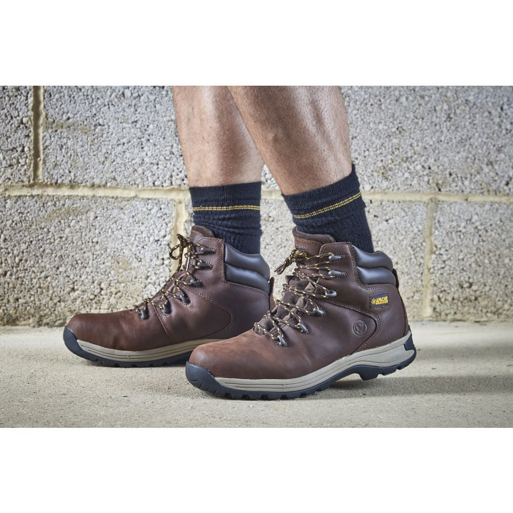 This is an image of Apache - Brown Nubuck Water Resistant Safety Hiker AP315CM 12 available to order from T.H Wiggans Architectural Ironmongery in Kendal, quick delivery and discounted prices.