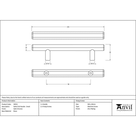 This is an image showing From The Anvil - Satin Chrome Kahlo Pull Handle - Small available from trade door handles, quick delivery and discounted prices